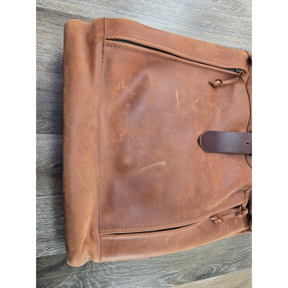 Kruk Garage Highway Backpack SE032 Men's L Cognac Brown Leather Roll Top - Picture 3 of 16